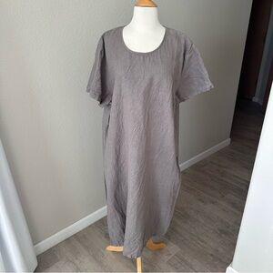 100% Linen Gray Maxi Dress